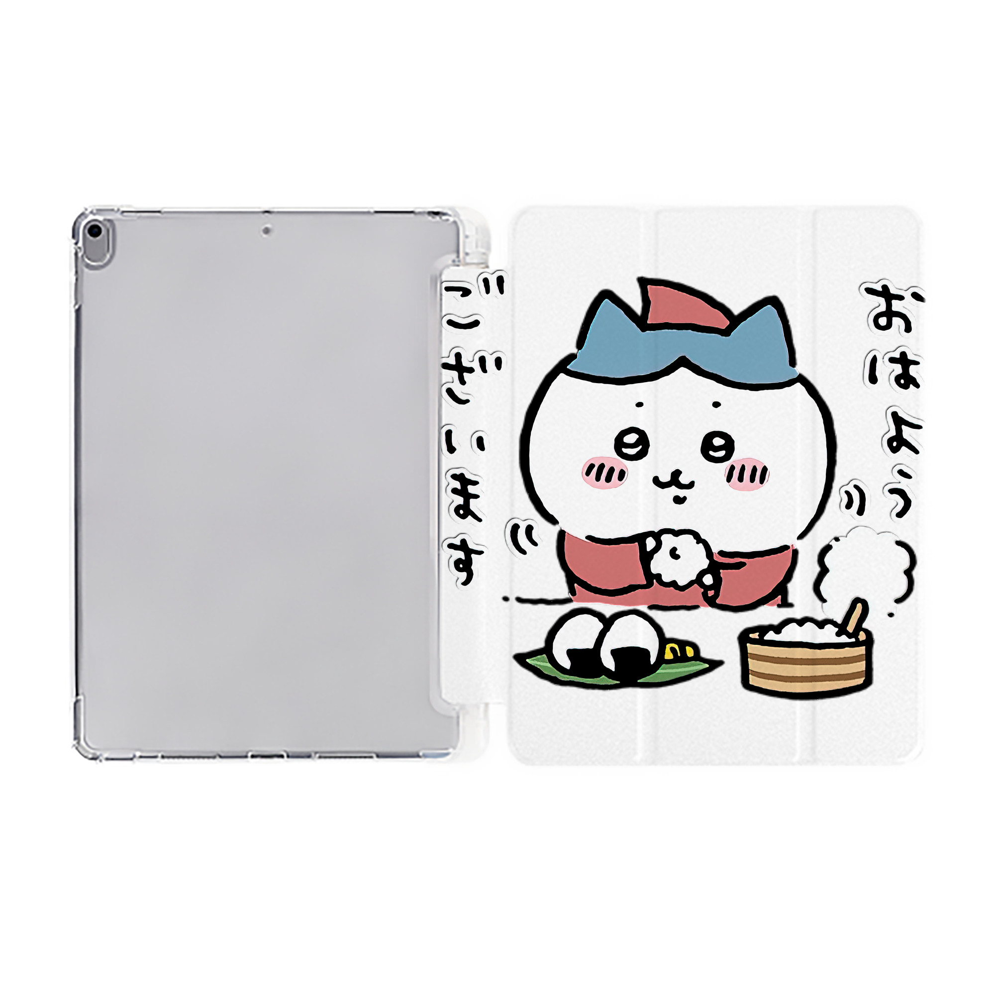 （画像用） ちいかわ ハチワレ Chii-kawa hachiware IPad ケース ペン収納付き 三つ折りスタンド PUレザー×シリコン 対応機種9.5/10.5/10.9インチ